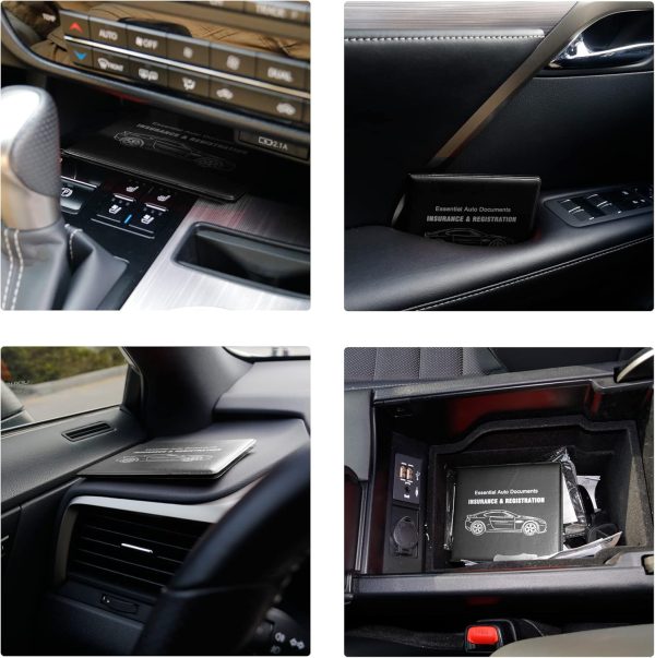 Car Registration and Insurance Card Holder, Vehicle Glove Box Car Organizer, Interior Car Accessories for Documents, Cards, License - 2 Pack - Image 6