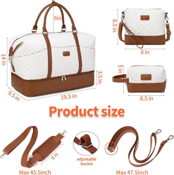 Weekender Bag, Large Travel Duffel Bag for Women, Carry on Overnight Bag with Shoe Compartment and Toiletry Bags - Image 2