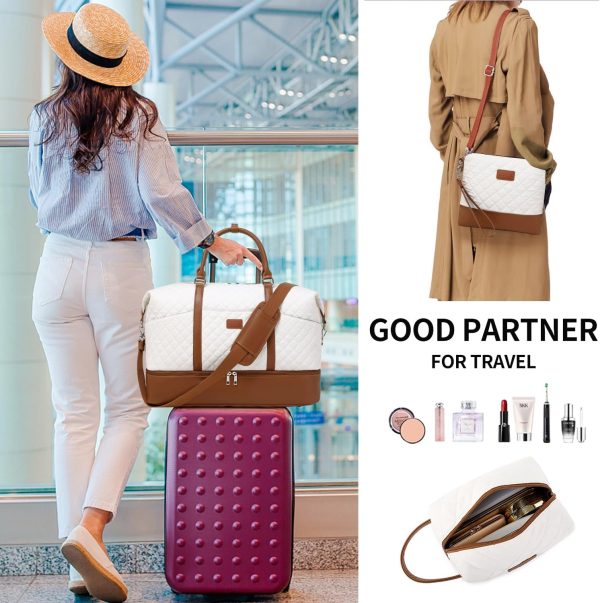 Weekender Bag, Large Travel Duffel Bag for Women, Carry on Overnight Bag with Shoe Compartment and Toiletry Bags - Image 8